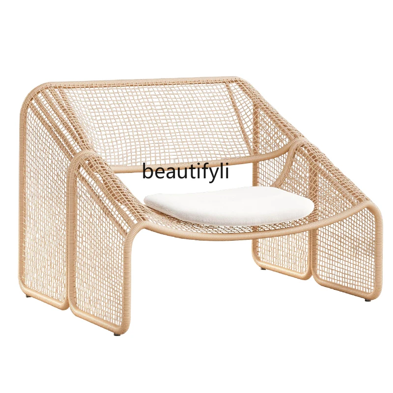 

Villa Outdoor Rattan Chair Courtyard Rattan Sofa Balcony Single Southeast Asian Style Furniture B & B Terrace Leisure Chair