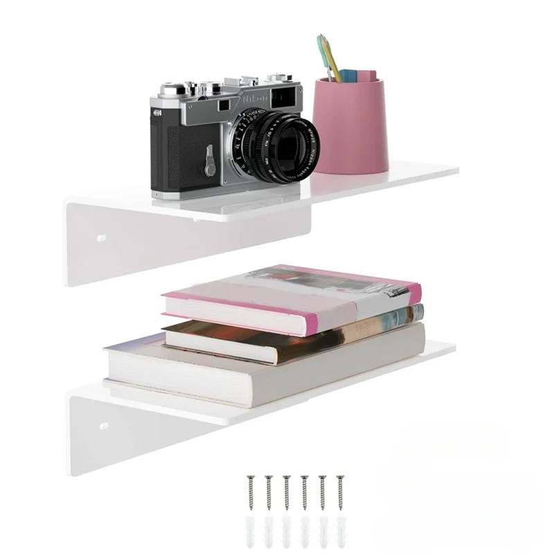 

ABRE-Decor Acrylic Floating Shelf Small Wall-Mounted Clear Storage Rack For Bathroom Living Room