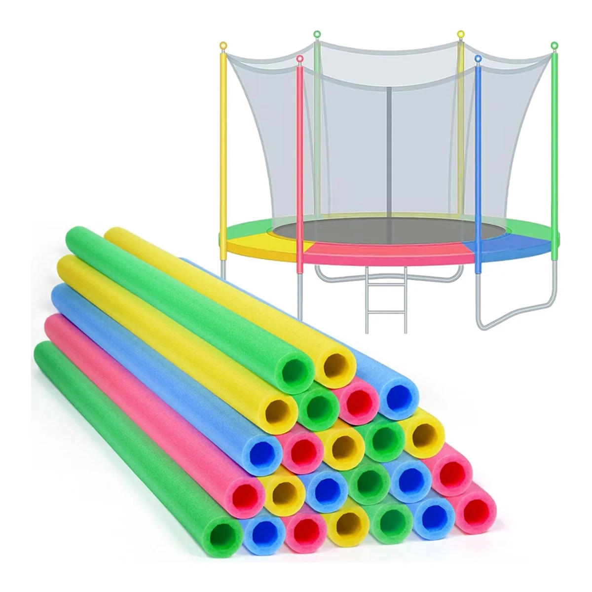SMIEA 24PCS Replacement Trampoline Poles Cover Padding Foam 88cm Length Trampoline Pole Foam Sleeve Trampoline Accessories