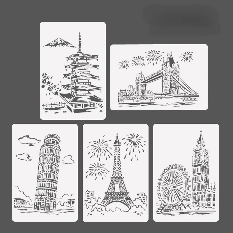 5 шт., трафареты для рисования по всему миру, Тадж-Махал