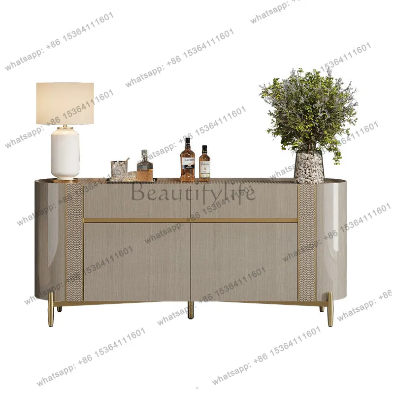 

Italian light luxury solid wood dining side cabinet villa high-end design entrance cabinet