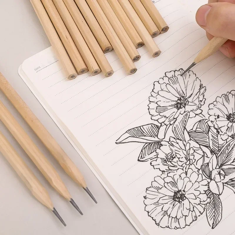 Wood Black Lead Pencils Hexagonal Grip Pencil HB Graphite Pencil Pack Writing Painting Sketching Supplies for Classroom Office