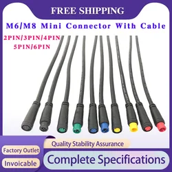 5/10/100 Sets M6/M8 Mini Ebike Display Connector Quick Plug Connecting Wires 2/3/4/5/6P Julet Sensor Connector With Cable 20CM