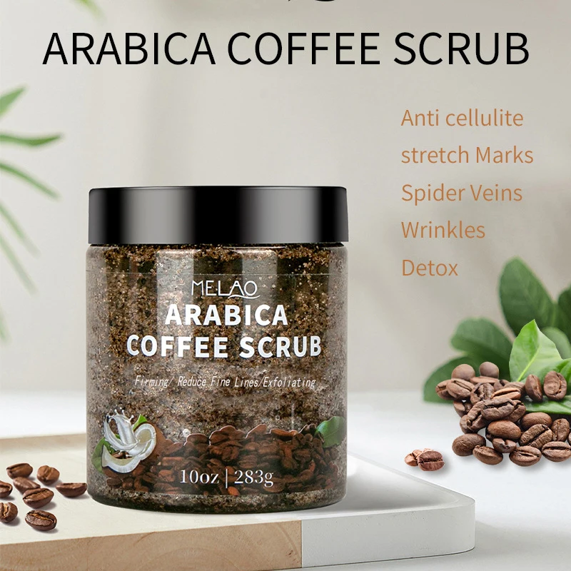 Melao Moisturizing Arabica Coffee Scrub with Collagen - Exfoliating Body Scrub for Skin Care, Face, Hands, and Feet