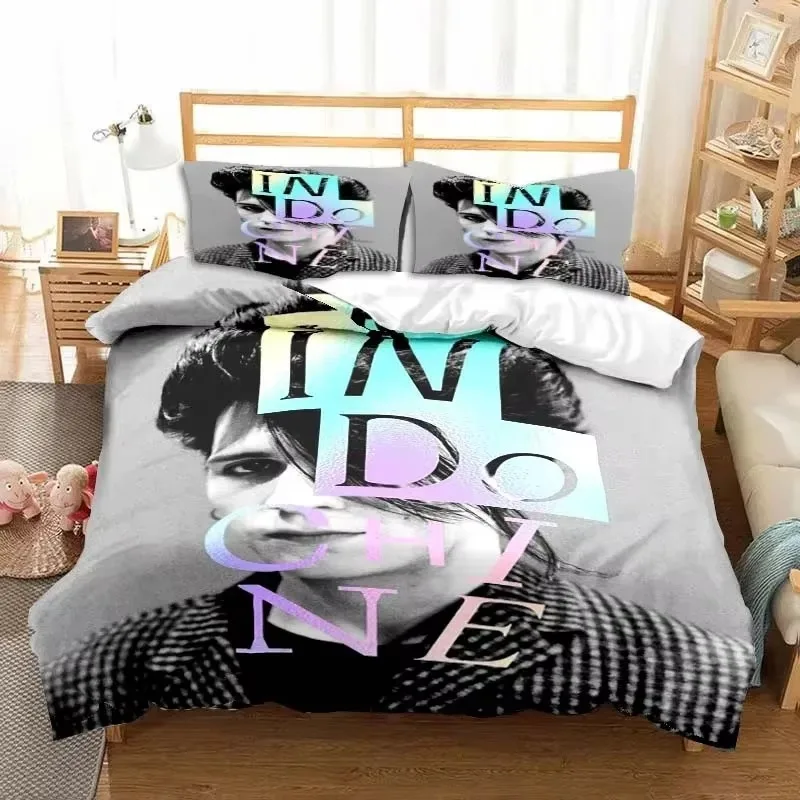 3D Print Indochine Rock Logo Bedding Set Double Twin King Duvet Cover Comforter Pillowcase Boys Girls Adults Bedroom