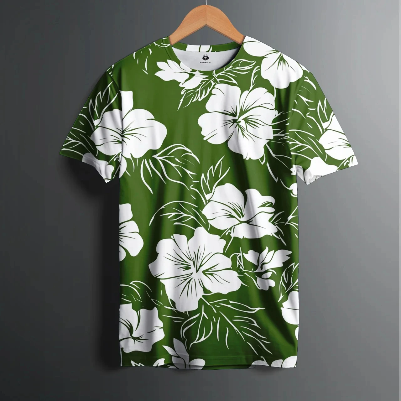 Floral print super stretch casual short-sleeved men's daily party home social T-shirt solid color street fashion 2025