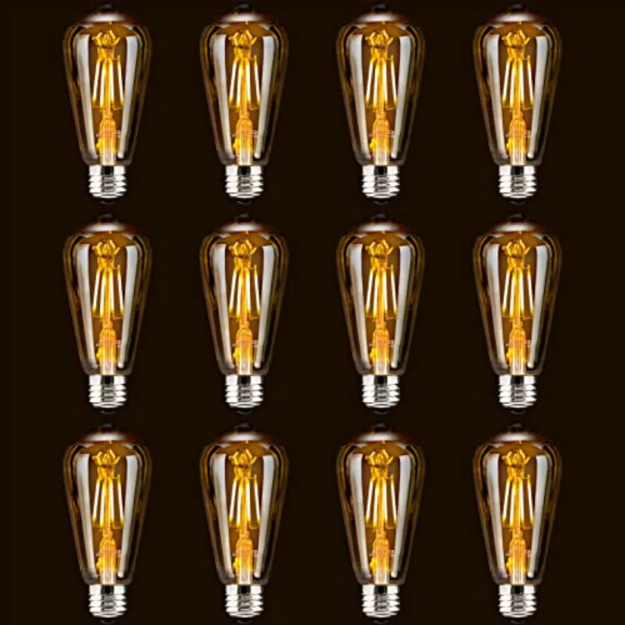 LED Dimmable Edison Light Bulbs 4W Vintage Light Bulb, 2200K-2400K Warm White Amber Glass,Antique LED Edison Bulbs, Squarrel Ca