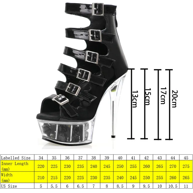 Krasovki 15cm 17cm 20cm PU Synthetic Women Fashion Ankle Boots Fashion Sexy Shoes Platform Nightclub Designer Plus Size Summer