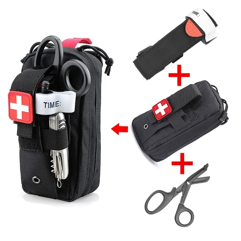 First Aid Kit Tourniquet Medical Rescue EDC Pouch Gauze Scissors Molle Survival Tool For  Camping Hiking