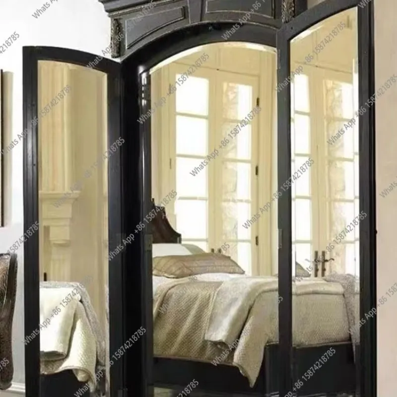 Xx American Retro Floor Solid Wood Full-length Mirror Floor Mirror Neoclassical Floor Storage Double-door Full-length Mirror