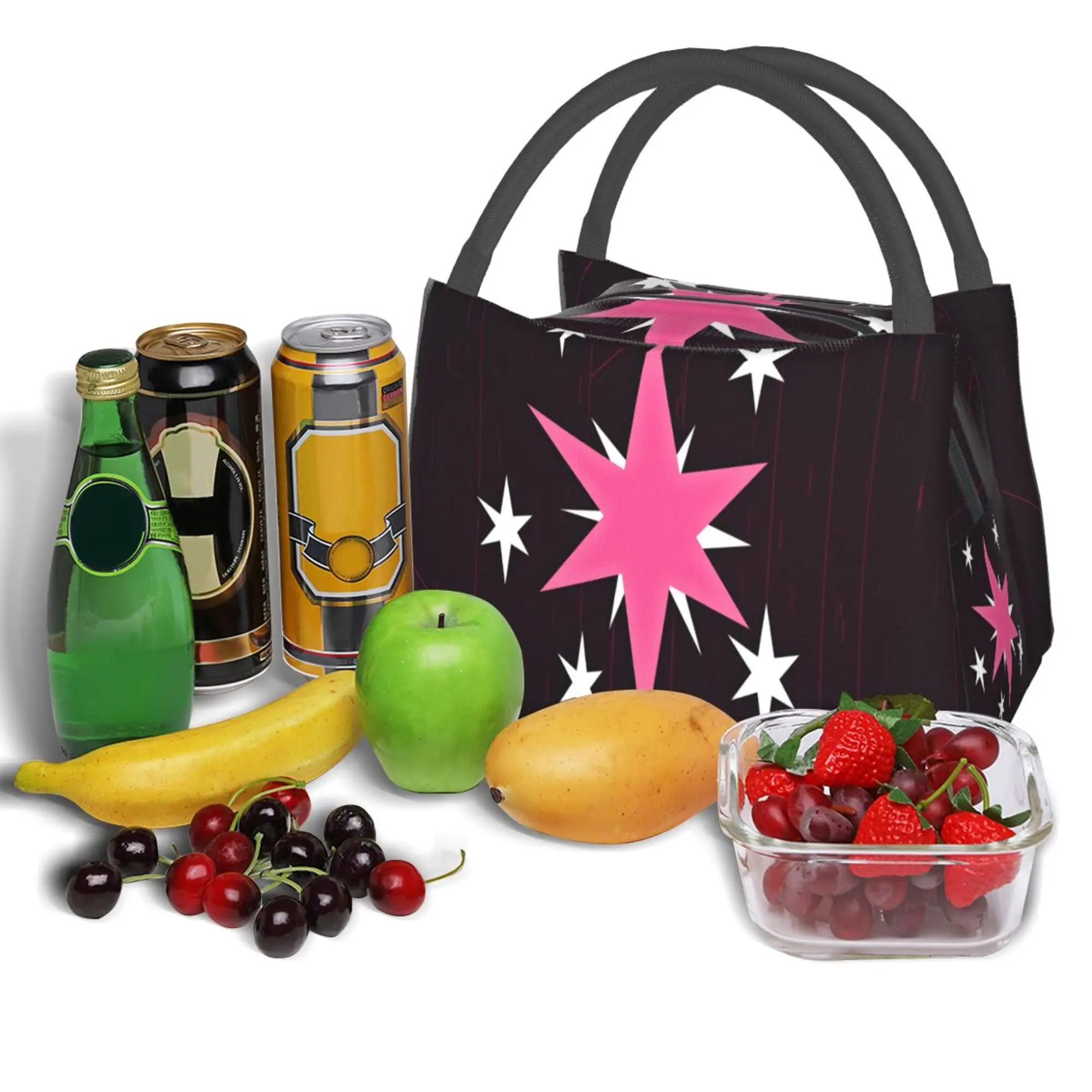 Schattige Logo Ster Lunch Tas Pony Liefhebbers Geïsoleerde Lunch Tas Voedsel Container Bento Draagtas Voor Vrouwen Meisje School Werk Picknick