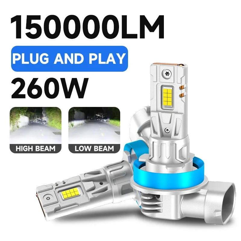 

H11LED Headlamp Head for Car 260W 150000LMH11 Canbus Auto MotorcycleHeadlight Bulbs High Power Spotlights Lamp Fog Lights 12-24V