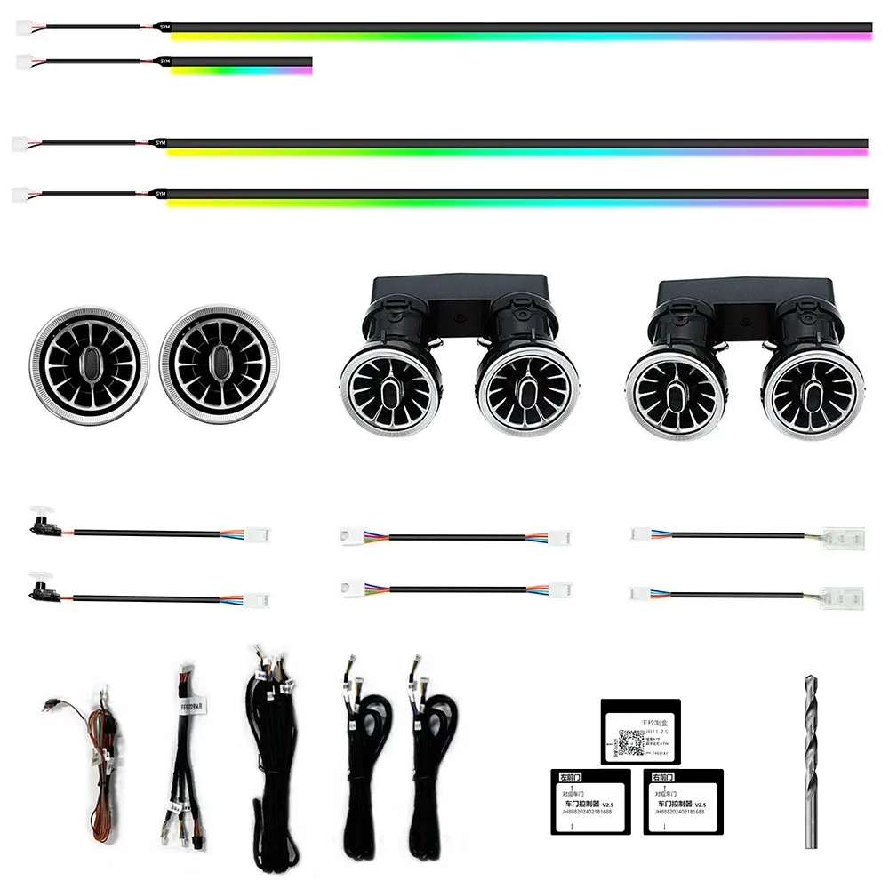 

64 Colors Front Turbine Airvent LED Car Interior Ambient Lighting for Mercedes Benz AMG GT W290 2015-2018 Accessories