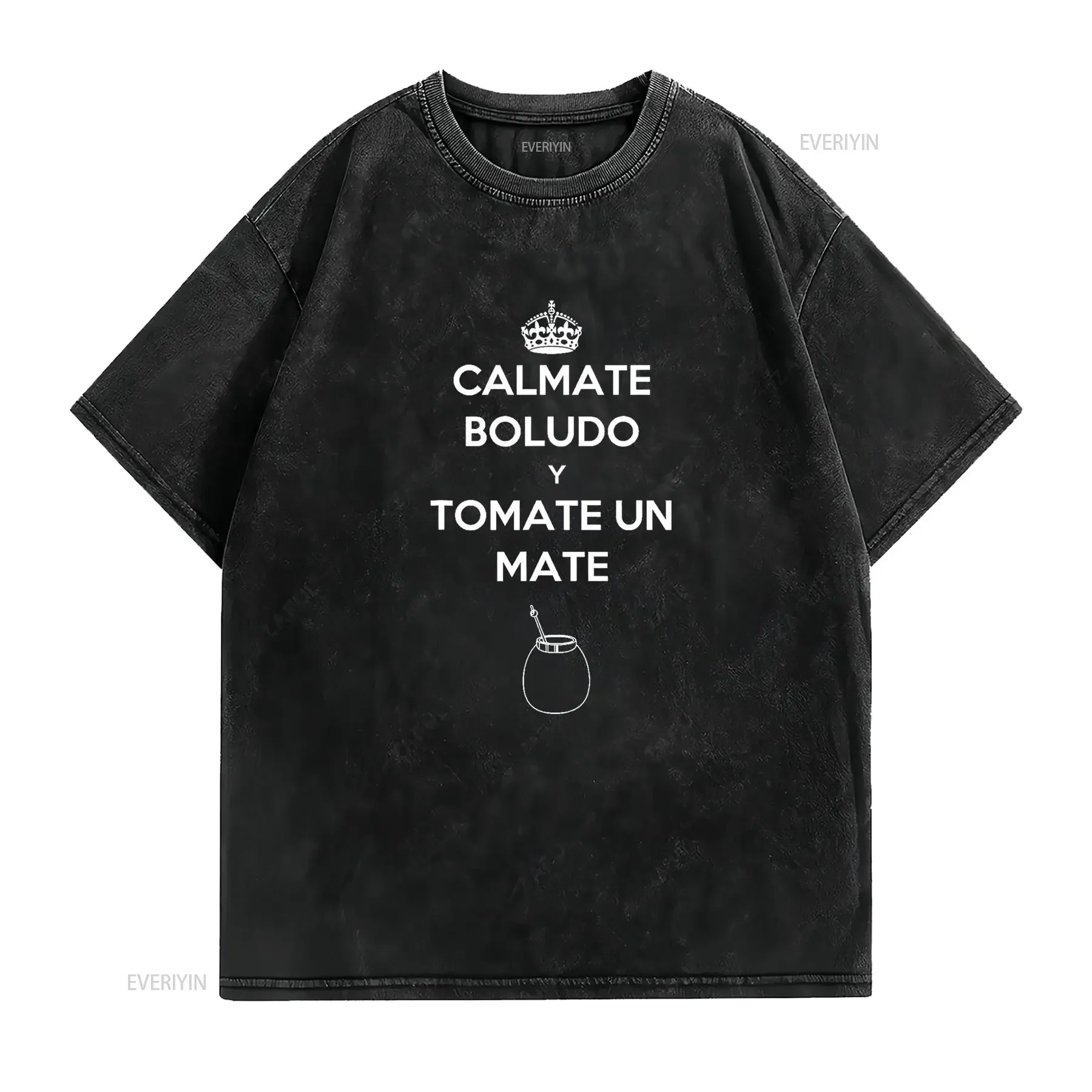 Funny Argentina T Shirt Tomate Un Mate vintage Washed Breathable Slightly graphic Stylish Stretched Casual Unisex Comfortable
