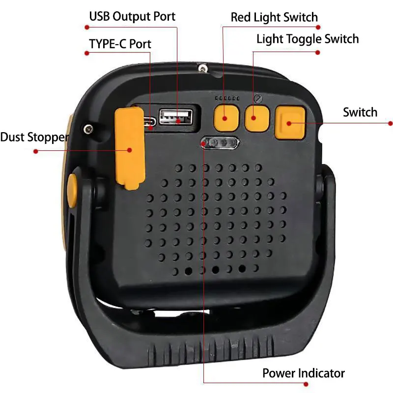 Linterna de foco LED portátil, luz fuerte, Lámpara de trabajo magnética recargable de emergencia para acampar al aire libre, pesca, W892