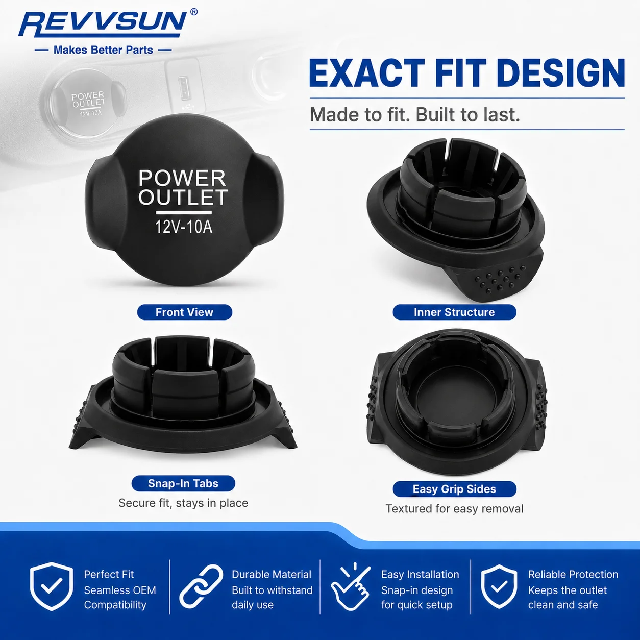 12V Aux Power Outlet Cap Plug Cigarette Lighter Socket For Ford Focus Fiesta Mondeo Ranger Kuga Edge Transit / Transit Connect view 6