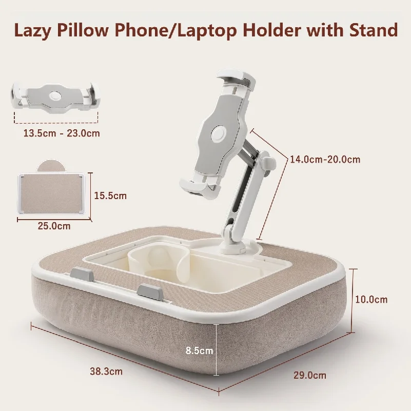 Pillow Tablet Stand with Storage Space 360 Rotatable Clip for 4.7-13" Phone Tablet Kindle 15" Laptop