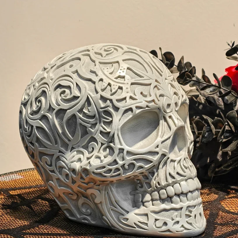 Halloween Resin Patterned Skull Head Home Decor for Bedroom Living Room Studyand Entryway