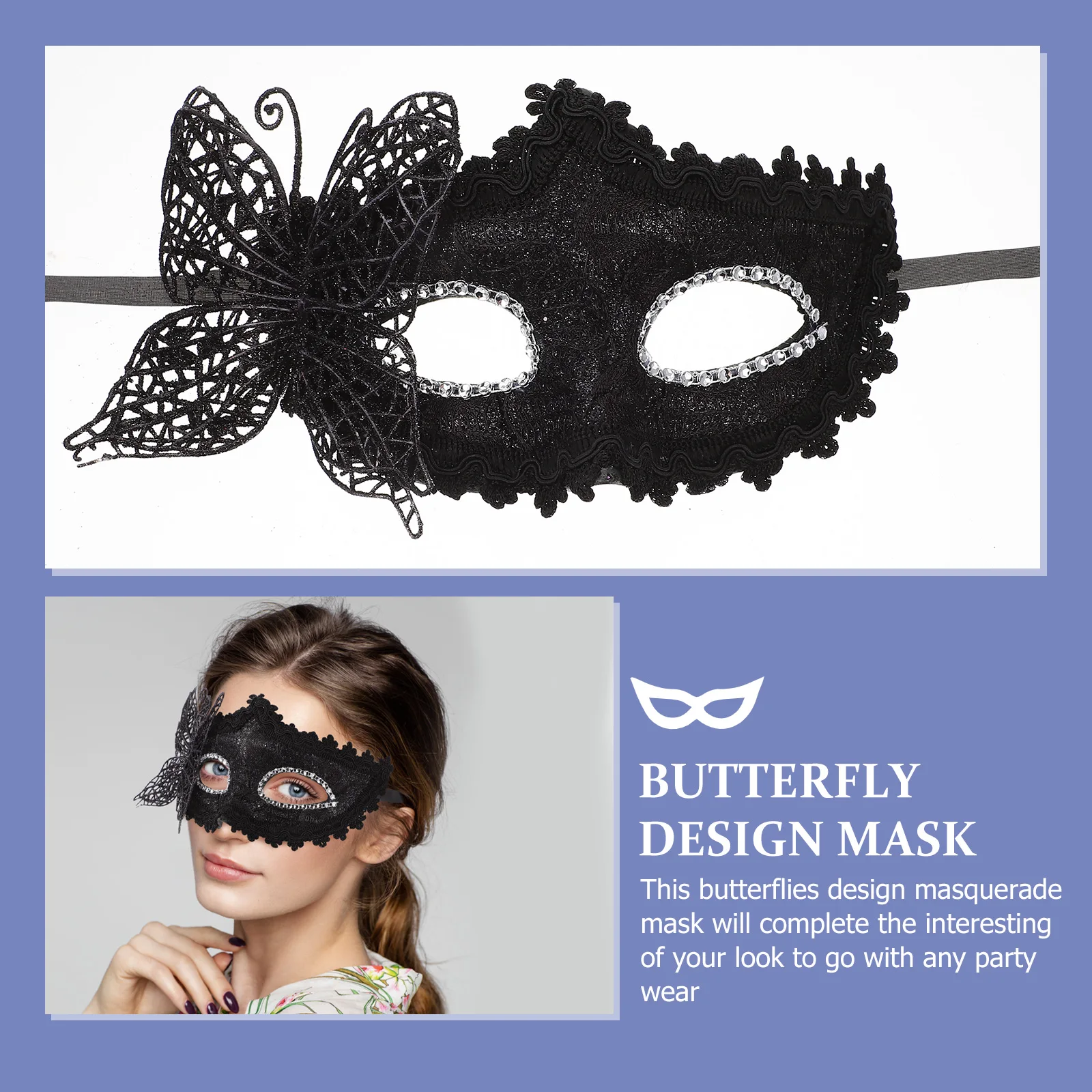 

Butterfly Half Face Costume Party Women Lace Plastic Adjustable Band Halloween Birthday Cosplay Masquerade Mask Party