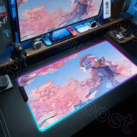 Genshin Impact Kamisato Ayaka Mouse Pad RGB Laptop Keyboard Pad Gaming Mousepad PC Accessories XXL Desk Mat HD Anime Girl Carpet