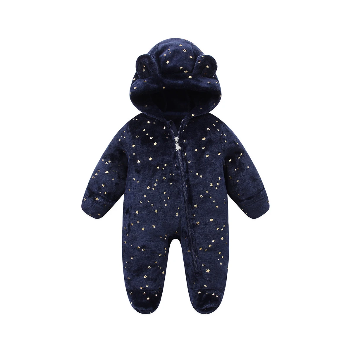 AYNIGIELL Autumn /WinterToddler Clothing, Female Baby Warm Hooded Romper, Male Baby Cartoon Jumpsuit Newborn Flannel Clothing