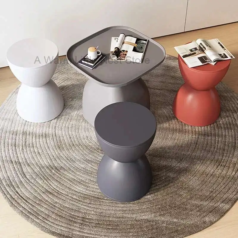 

Minimalist Nordic Dressers Stool Plastic Design Apartment Shoes Changing Children Foot Stool Relax Muebles Trendy Furniture