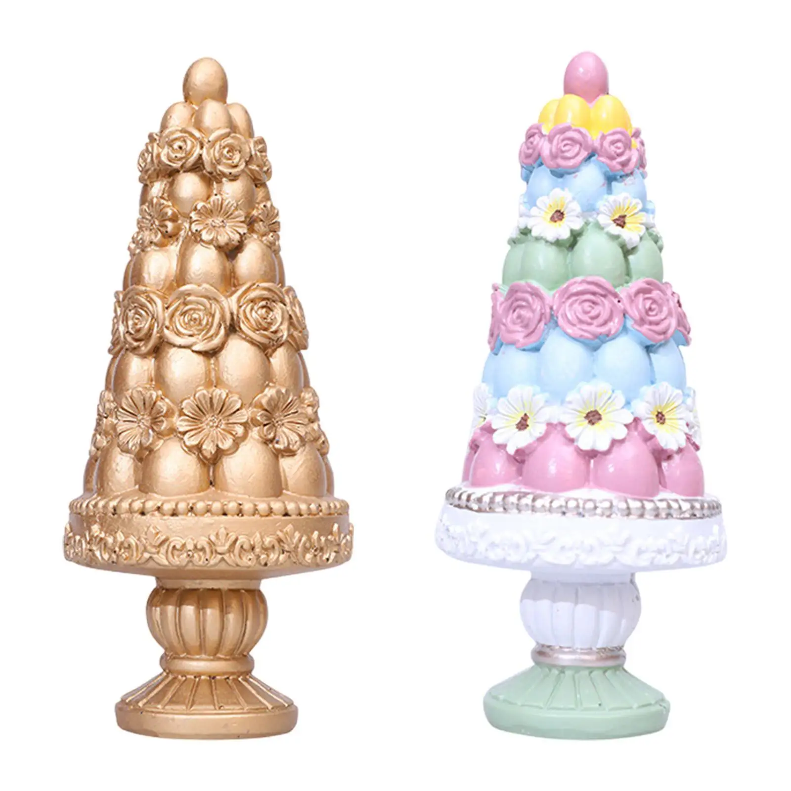 Easter Tree Figurine Easter Decoration Fine Workmanship, Table Centerpiece, Gift Resin Statue Desktop Ornament for Indoor