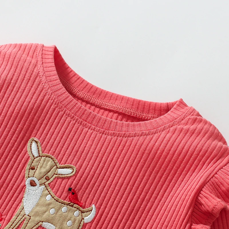 Little maven Kids Clothes Children\'s Clothing 2024 Autumn Cotton Baby Girls Cartoon Long Sleeves Deers Mesh Dresses 2-7 year