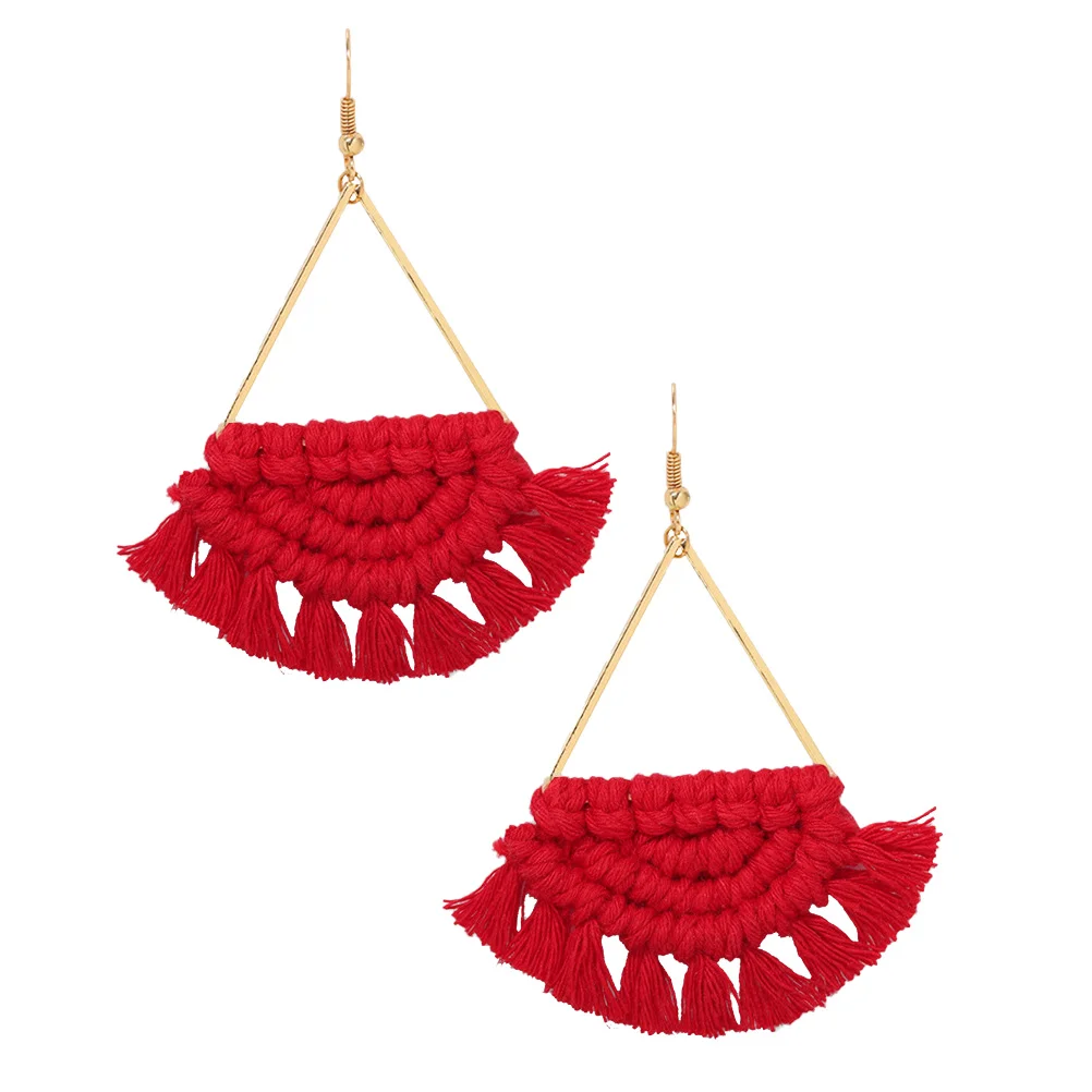 

Earrings Scalloped Fan Shaped Beach Fashion Jewelries Bohemian Style Red Accessories Seaside Resort