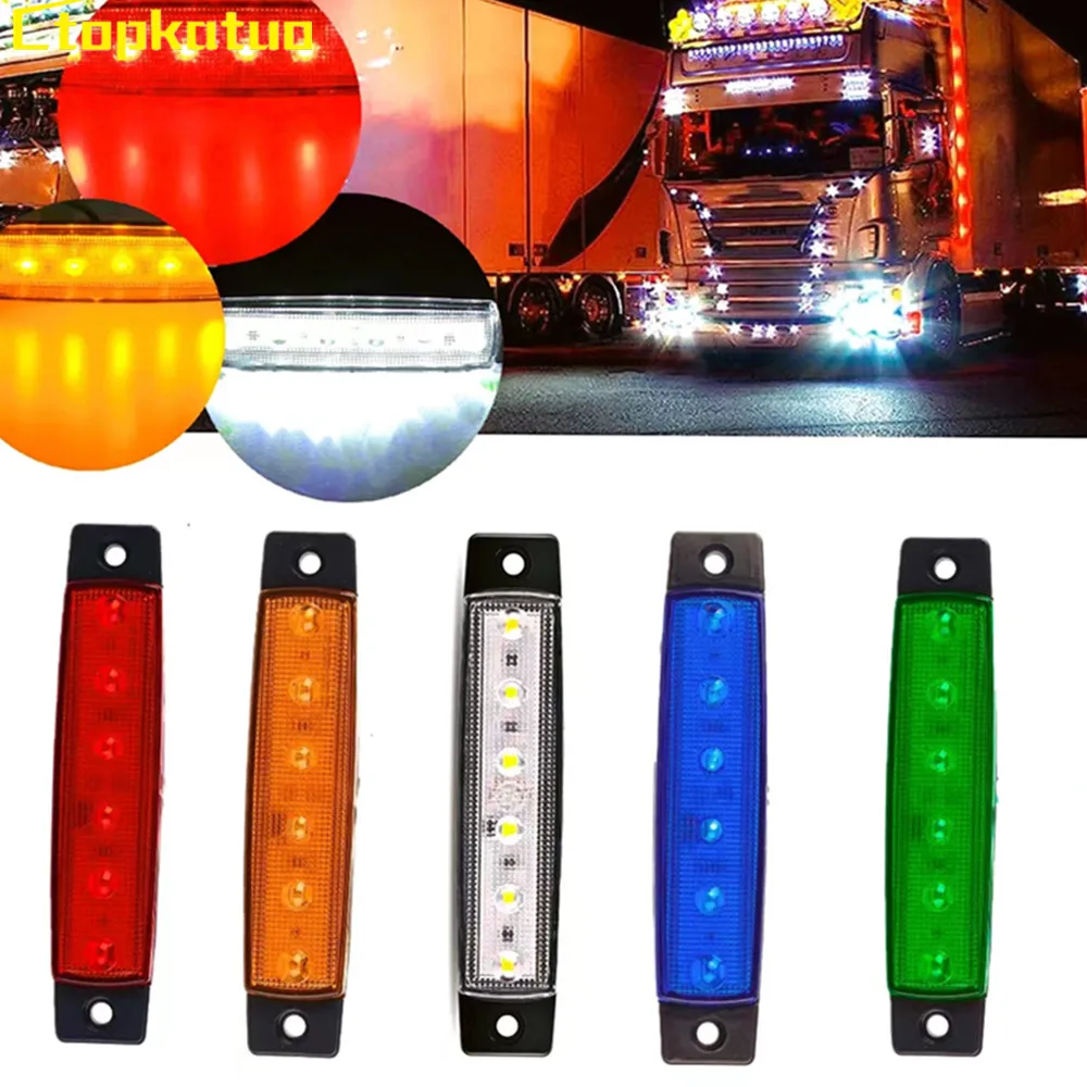 

6LED Автомобильные грузовые огни Грузовики Передние и задние боковые габаритные огни Светодиодные индикаторы прицепа RV Попереджувальная лампа указателя поворота для бокового освещения автомобиля