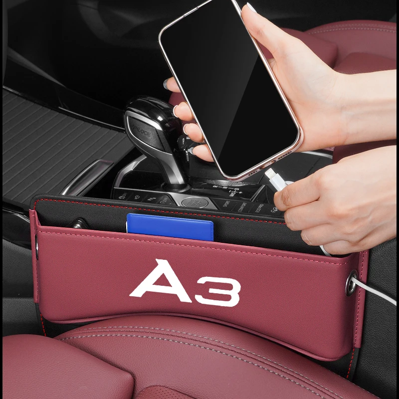 Car Seat Organizer Crevice Storage Box  Leather Accessories for AUDI A3 A4 A5 A6 A7 A8  Car  Accessories