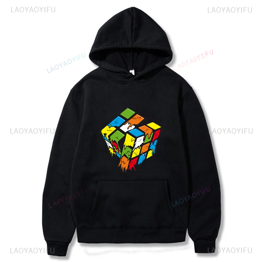 

Rubik's Cube game classic graphics hooded long-sleeved hoodie daily men and women can wear round collar street warm clothing