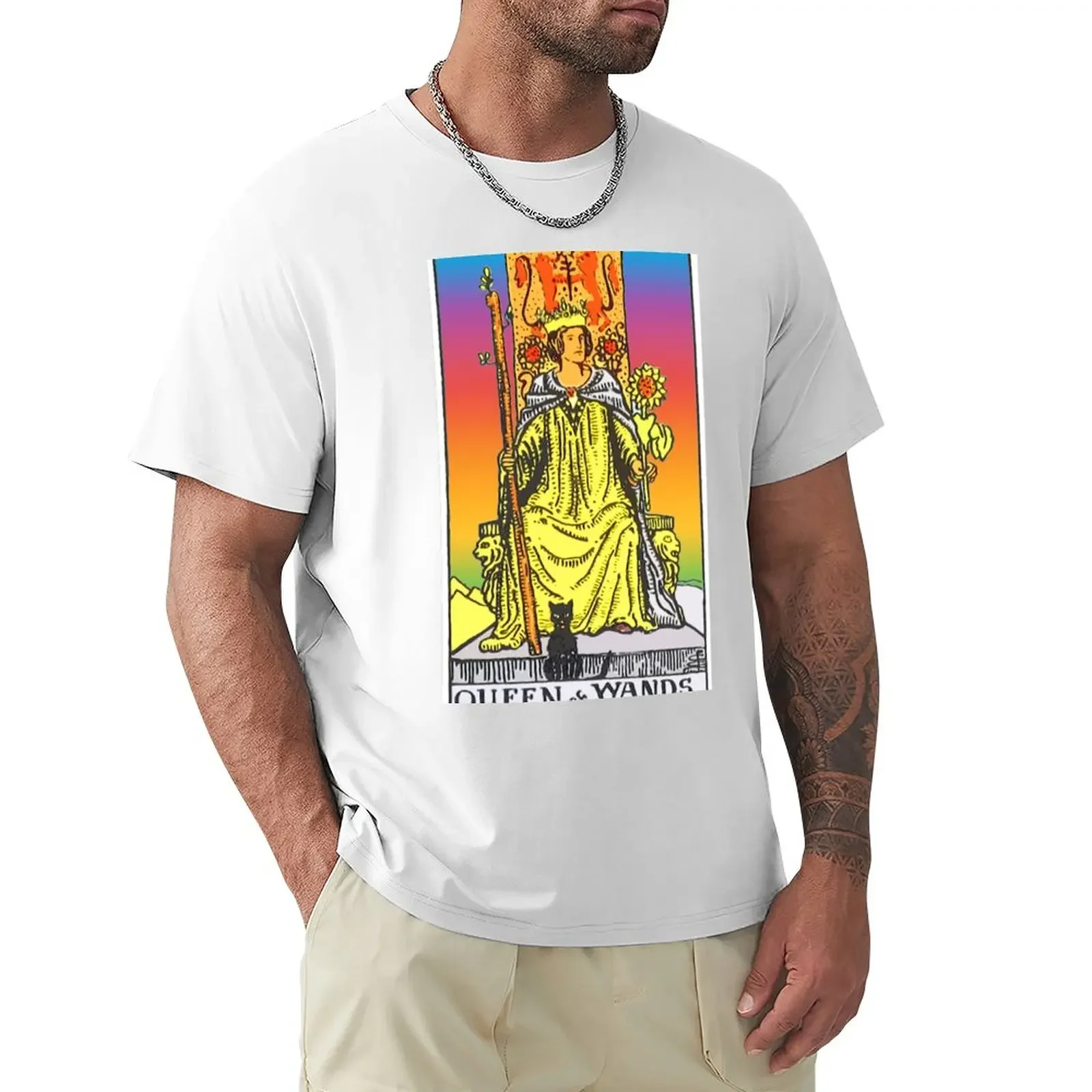 Queen of Wands Tarot T-Shirt graphics Short sleeve tee aesthetic clothes mens t shirts pack