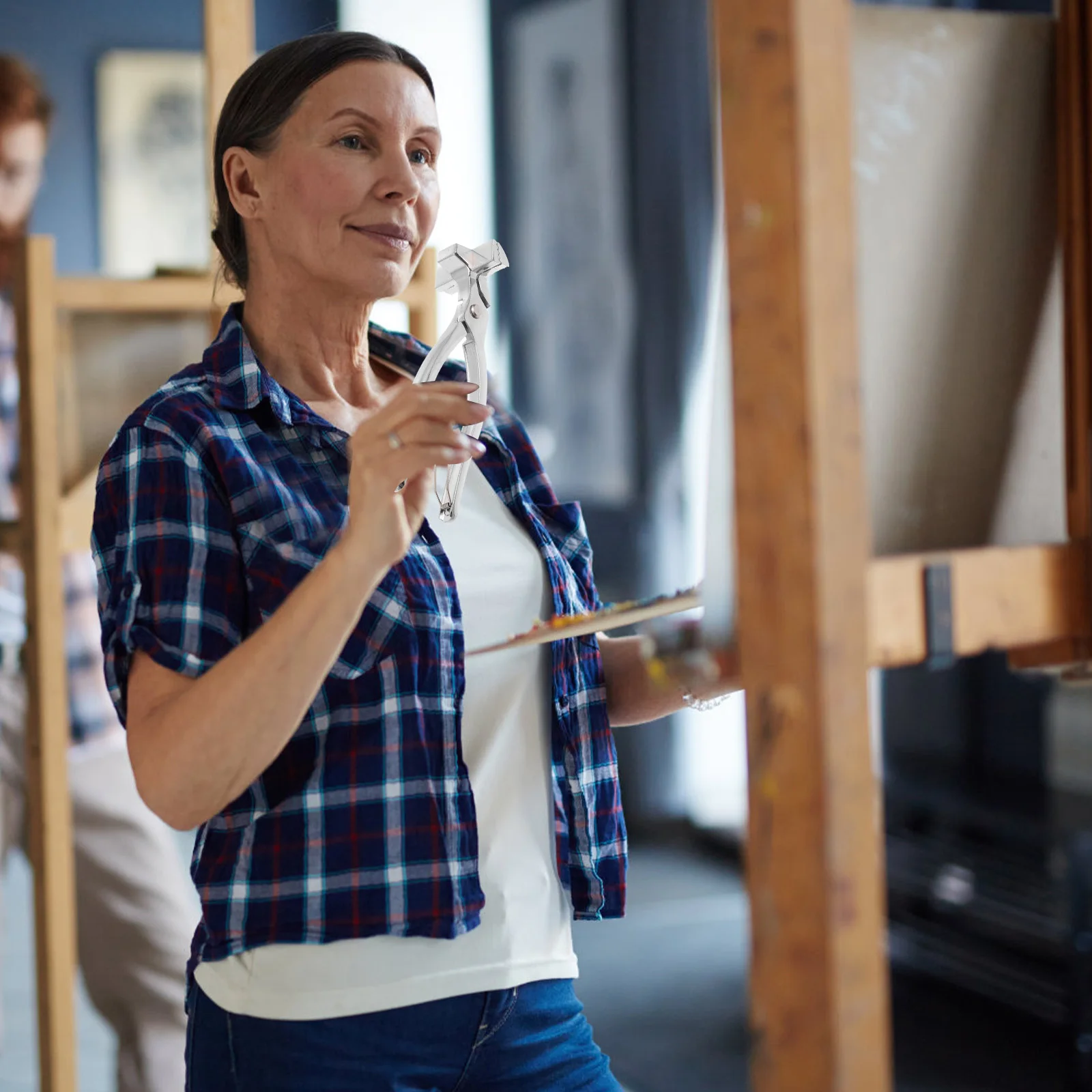 

1pc Canvas Stretching Plier Stainless Steel Wide Mouth Tension Clamp For Oil Painting Canvas Frame Making Multifunctional Hand