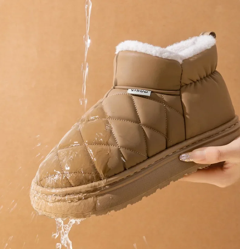 Winterfleece-gefütterte Hausschuhe, rutschfest, dicke gepolsterte Sohle, gemütlich warm, für Männer und Frauen, für den Innenbereich, mit Fersenumwicklung für Küche und Bad. – Detail 4