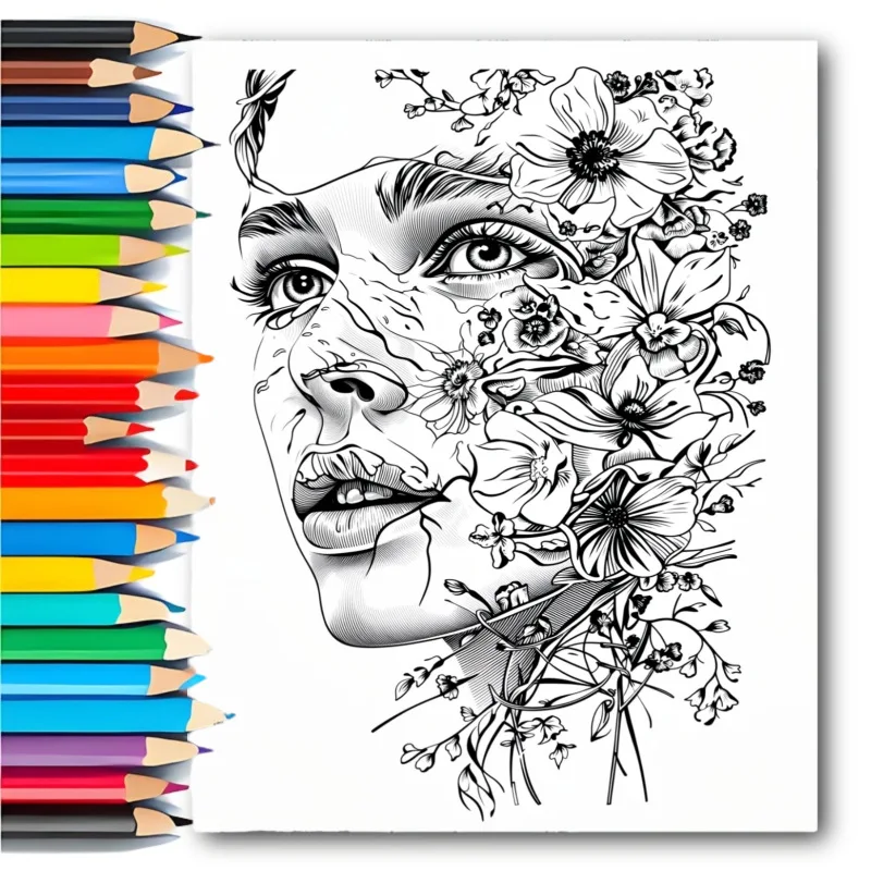 Cross-border new arrival: bestselling a4 floral face coloring book - spiral bound adult coloring & doodling book