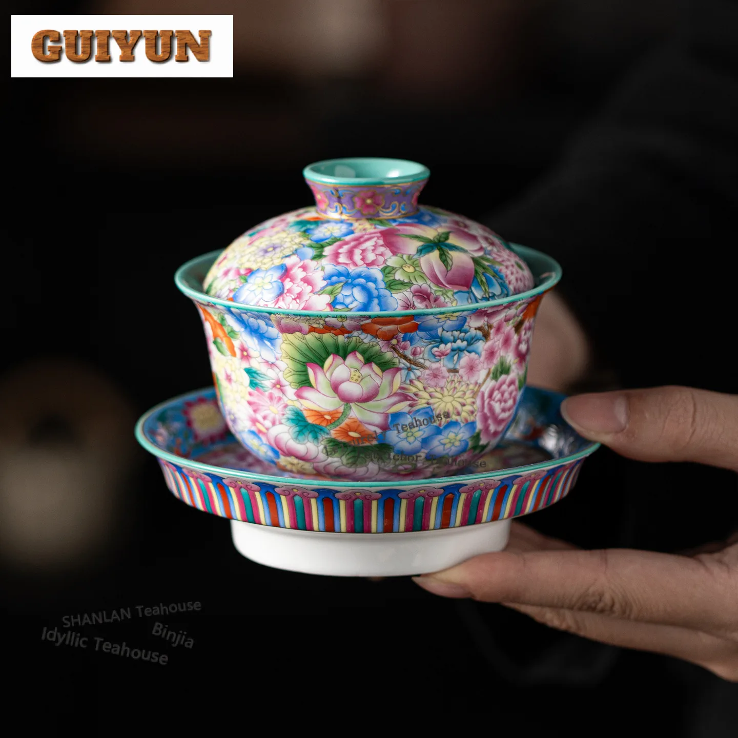 160ml Colour Enamels Gaiwan Antique Tea Tureen Household Tea Bowl With Lid Kit Tea Making Cover Bowl Cafes Accessories Craft