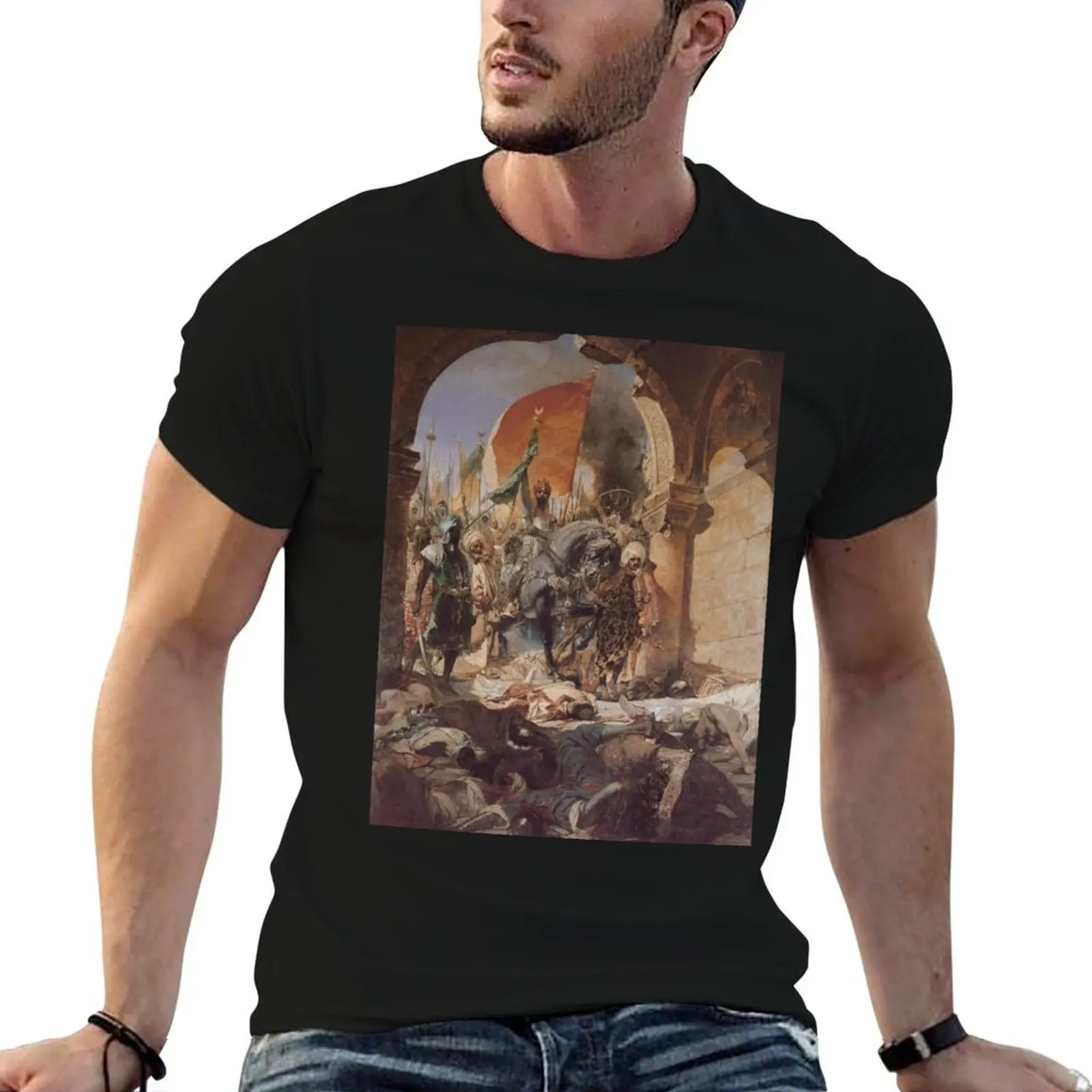 Ottoman Painting: Conquest of Constantinople 1453 T-Shirt Durable Work Wear T-Shirt