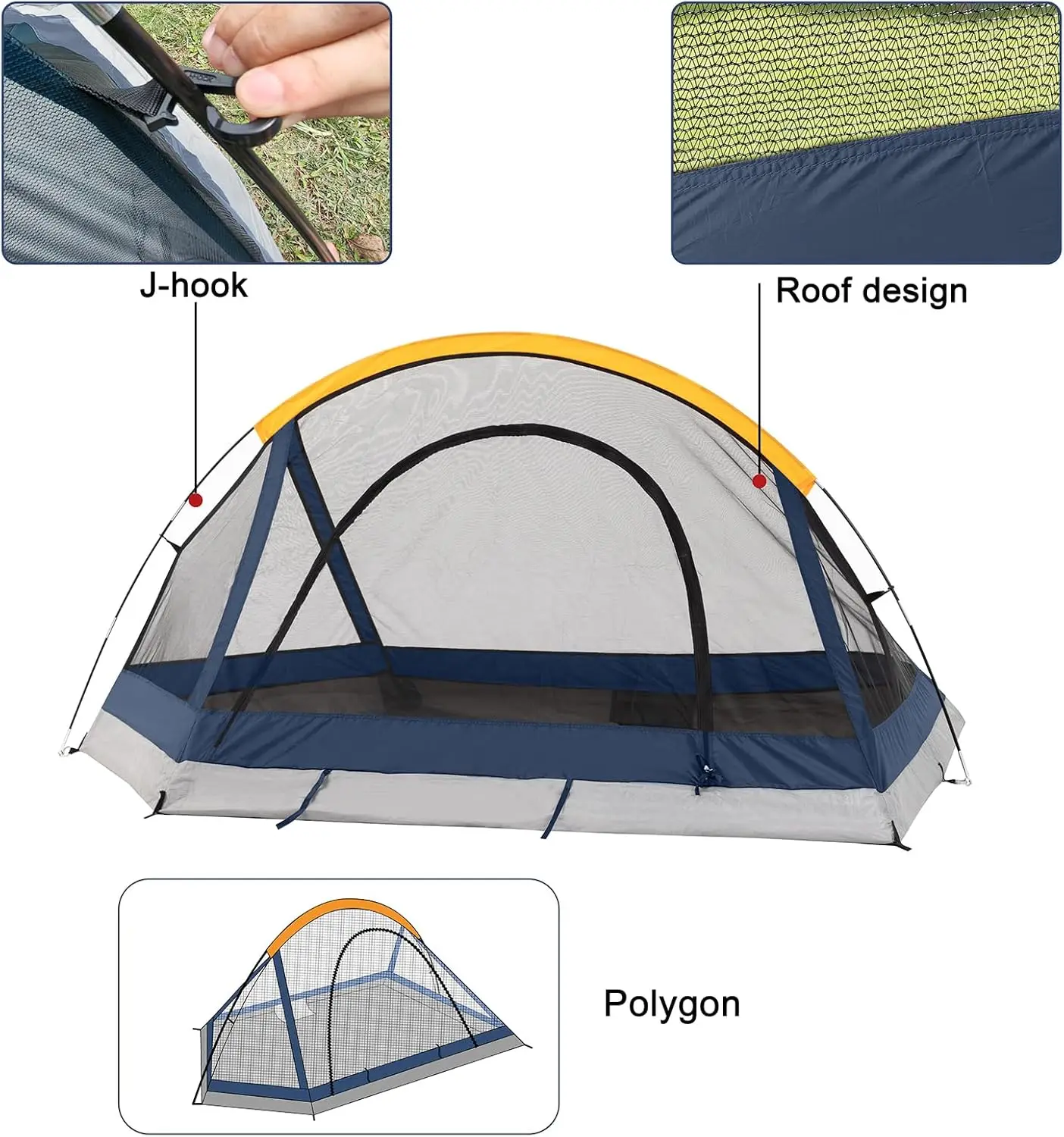 Tenda da campeggio per 4 persone, tenda antivento impermeabile con tende a cupola portatili Rainfly Easy Set up per il campeggio