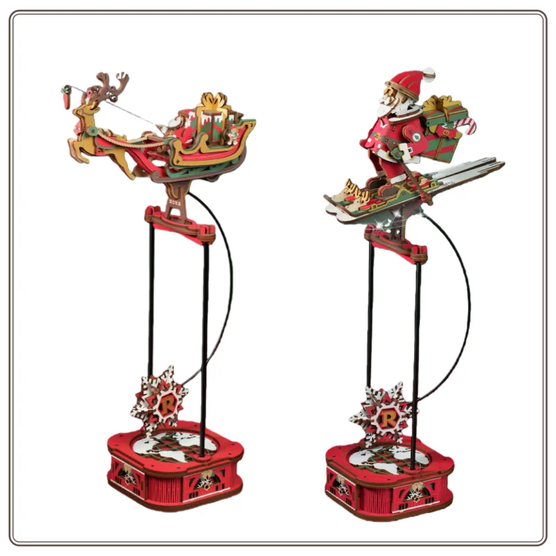ROKR Schwerkraft Schwingende Schlitten Weihnachtsmann DIY handgemachte Junge Weihnachten Geburtstagsgeschenk Anhänger Bausteine Montage Modell Geschenk Spielzeug