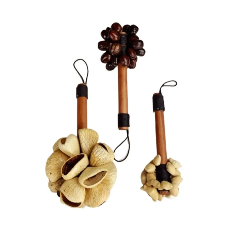Sonnette à billes en bois avec poignée, instrument de thérapie manuelle, instrument musical onomatopéïque pour le yoga, la méditation et la guérison corps/esprit