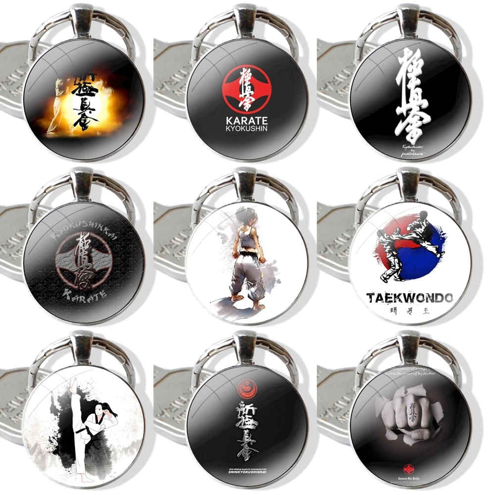 Keychain Handmade Glass Cabochon Key Ring Holder Pendant Key Chains Oyama Kyokushin Karate