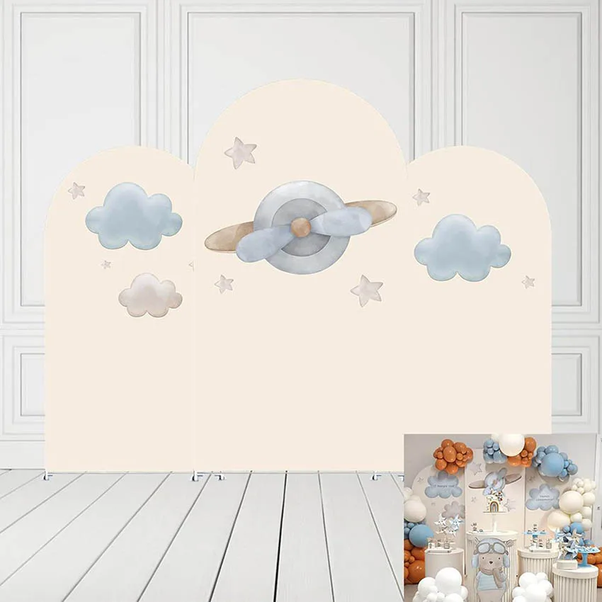 Mehofond Custom 2-Sided Begin Travel Adventure Pilot Boy Birthday Party Baby Shower Cover Chiara Arch Background Decor Backdrop