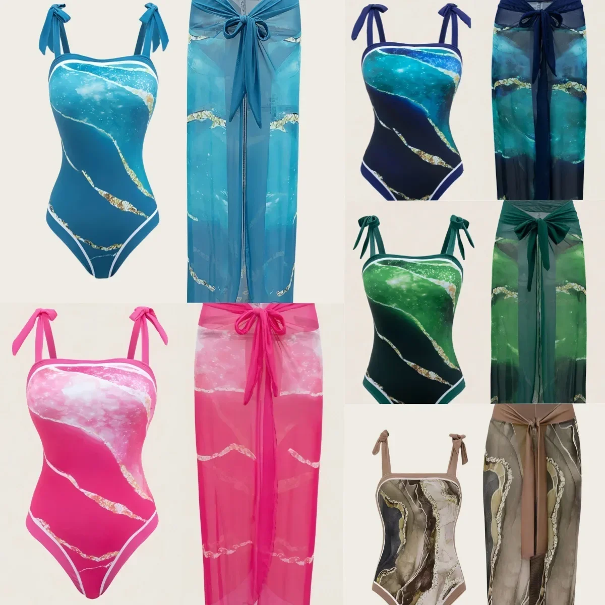 

Conservative One-Piece Bikini Set Women's Casual Holiday Beach Dress Two-Piece Swimsuit Set Comfortable Elegant Swimwear