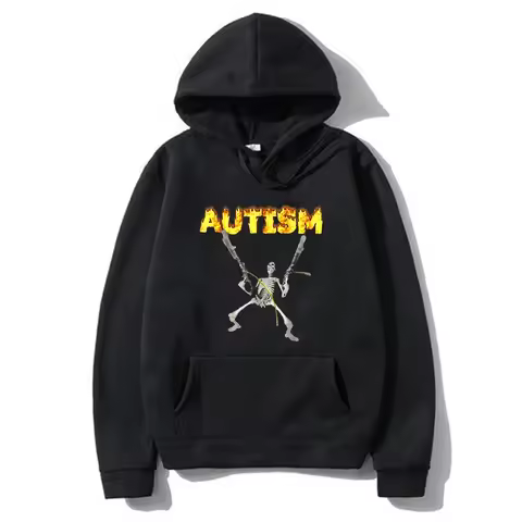 Retro Autism Skeleton Funny Men Women Hoodies Neurodivergent Autism Awareness Support Graphic Pullovers Casual Sweatshirt