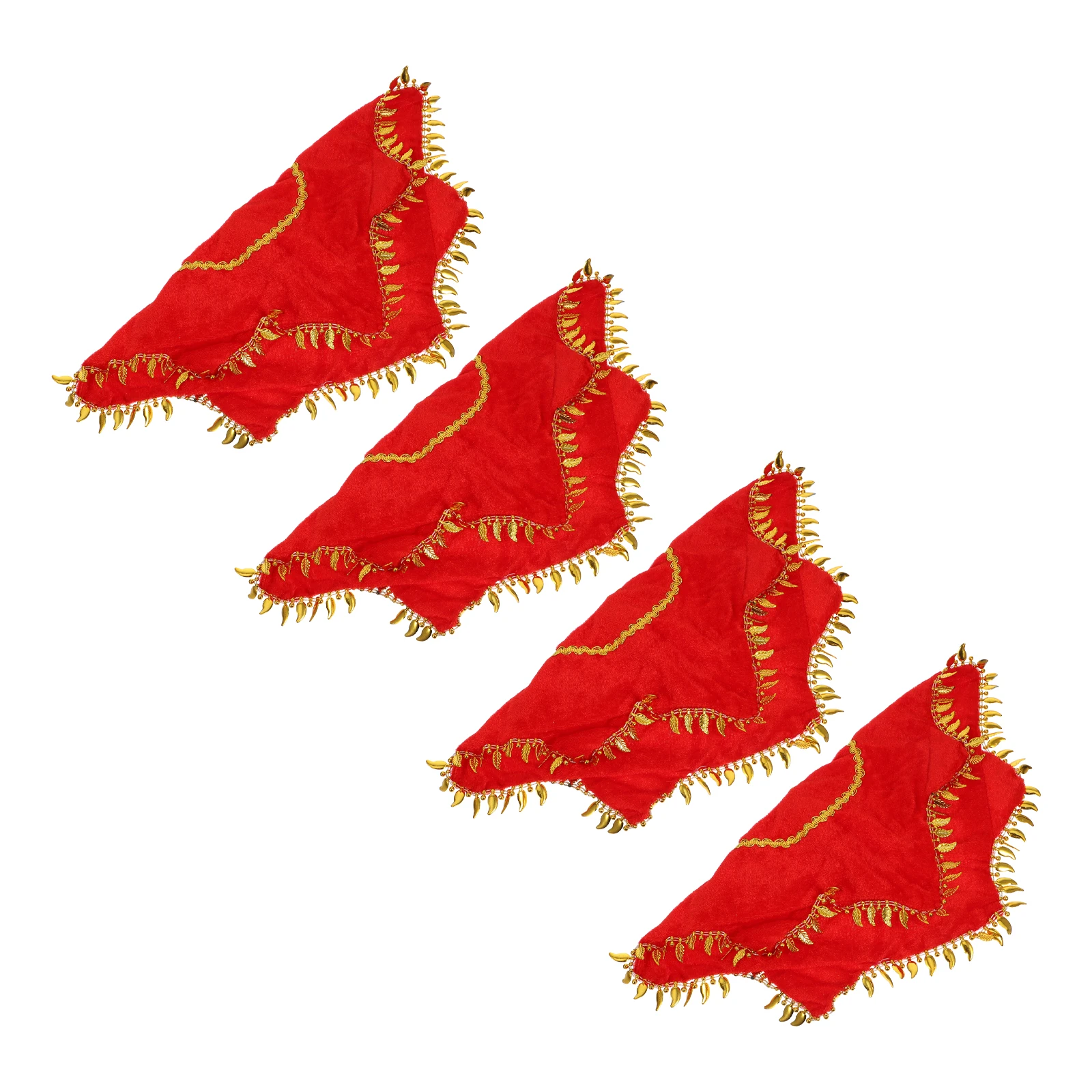 

4 Pcs Golden Velvet Mini Square Handkerchief Dance Towel Prop for Festival Stage Performance Rotating Dance Handkerchief