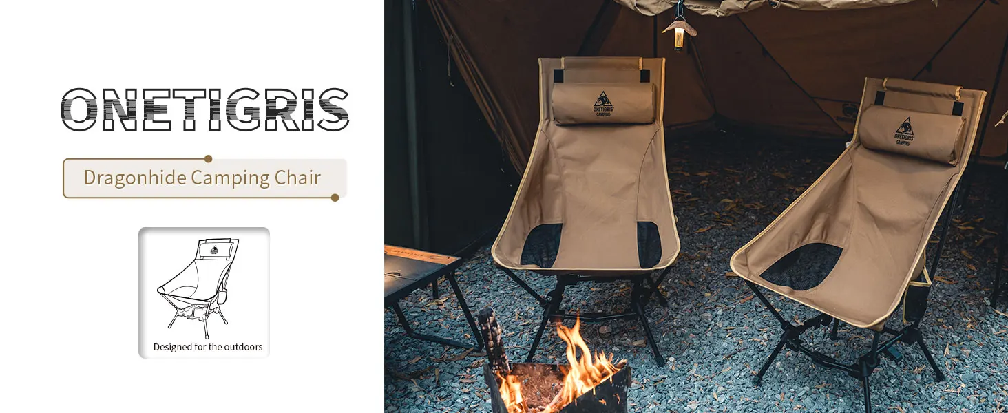 OneTigris Camping-Klappstühle für den Außenbereich, hohe Rückenlehne, Touristenstuhl zum Angeln, Trekking, Grillen, Partys, Gartenarbeit, Strand, Innenbereich – Detail 1