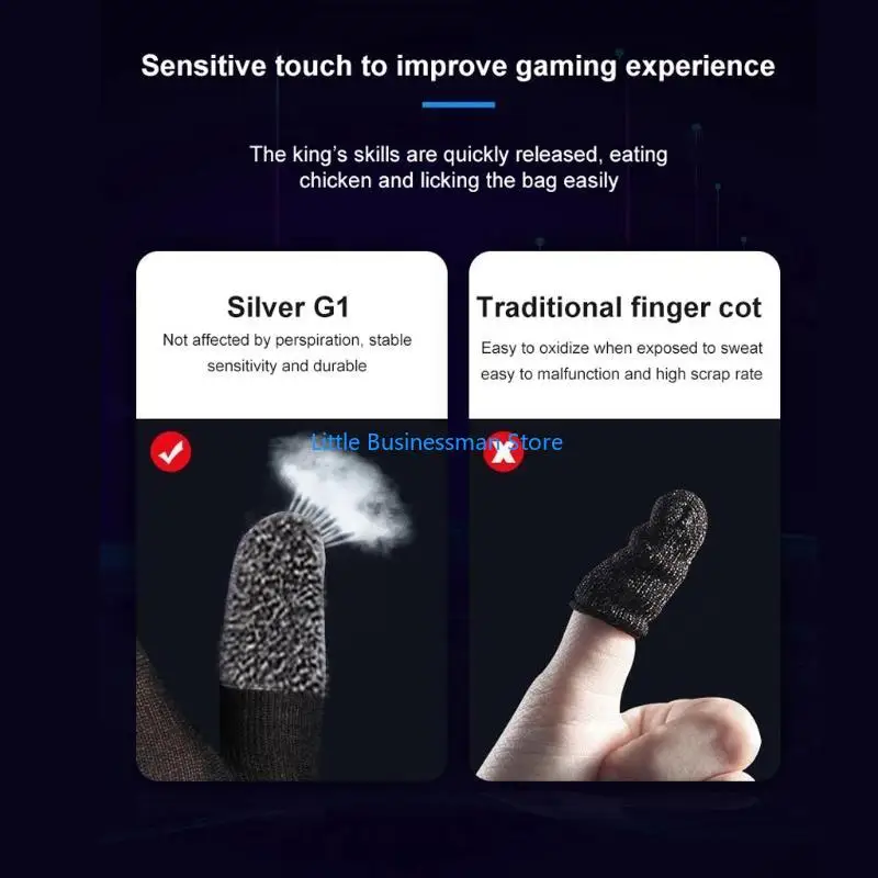 Atmungsaktive Anti-Schweiß-Touchscreen-Fingerhülle für Handyspiele. Neues heißes M76A – Detail 8