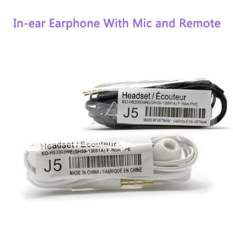

10Pcs/lot AAAA J5 Headsets In-ear Earphones Headphones Hands-free with Mic For Samsung HTC Xiaomi Smart Mobile Phones
