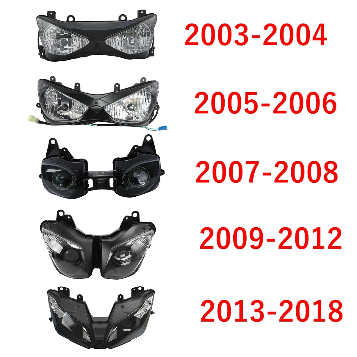 

Передняя фара мотоцикла для Kawasaki Ninja ZX6R ZX-6R 2003-2004 2005-2006 2007-2008 2009-2012 2013-2018
